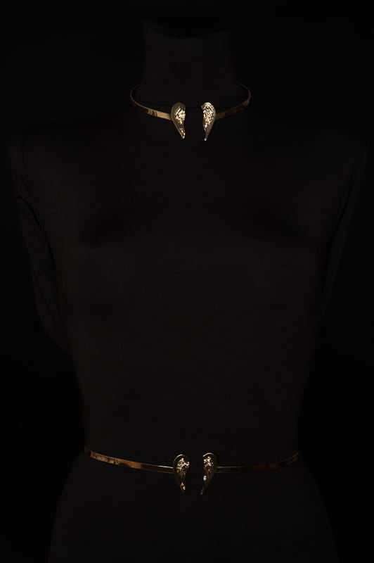 Choker ze skrzydłami w połówkach serc (C23/FSH/34A