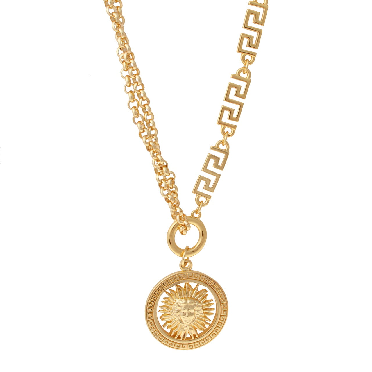 Naszyjnik słońce z greckim łańcuchem(C21/JES/33AU)