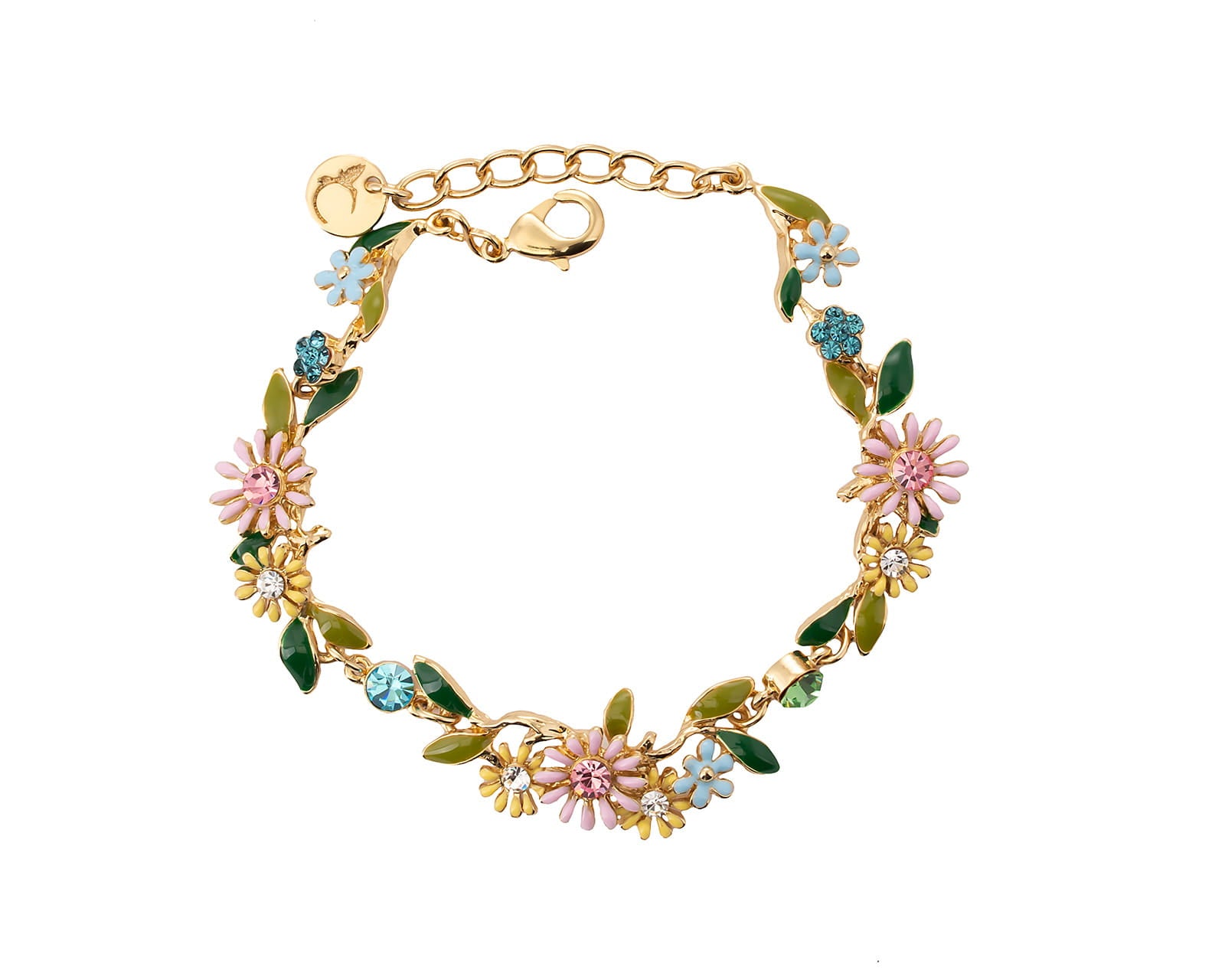 Bransoletka delikatne, kolorowe kwiatuszki z kryształkami z kolekcji Blossom  (B8155AU/KOL)