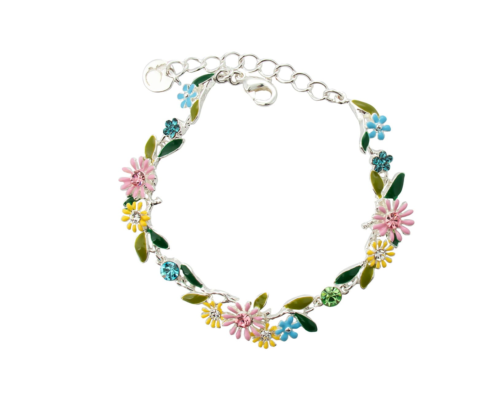 Bransoletka delikatne, kolorowe kwiatuszki z kryształkami z kolekcji Blossom  (B8155AG/KOL)