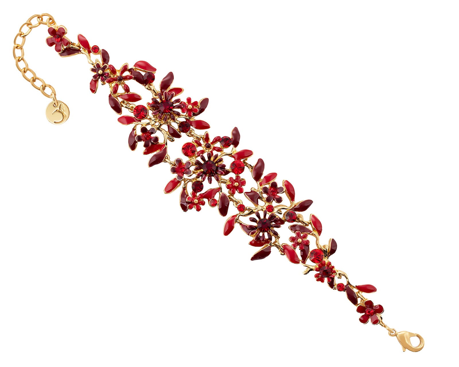 Bransoletka czerwone kwiatuszki z kryształkami z kolekcji Blossom  (B8157AU/CZ)