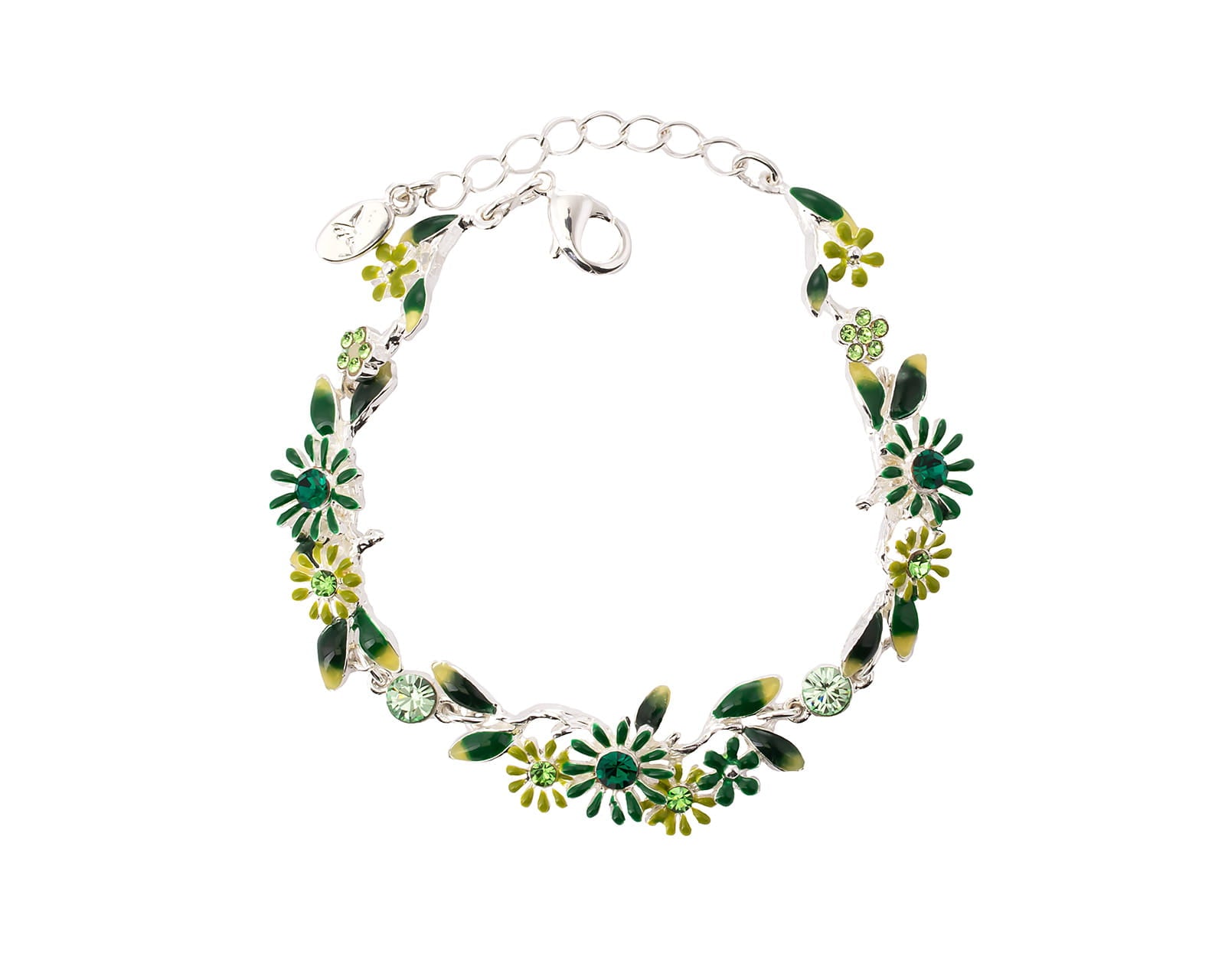 Bransoletka delikatne, zielone kwiatuszki z kryształkami z kolekcji Blossom  (B8155AG/Z)