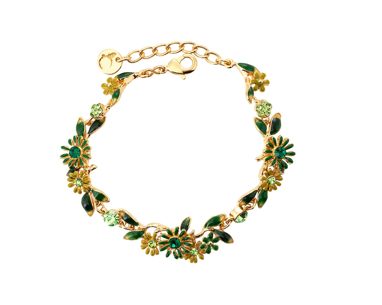 Bransoletka delikatne, zielone kwiatuszki z kryształkami z kolekcji Blossom  (B8155AU/Z)