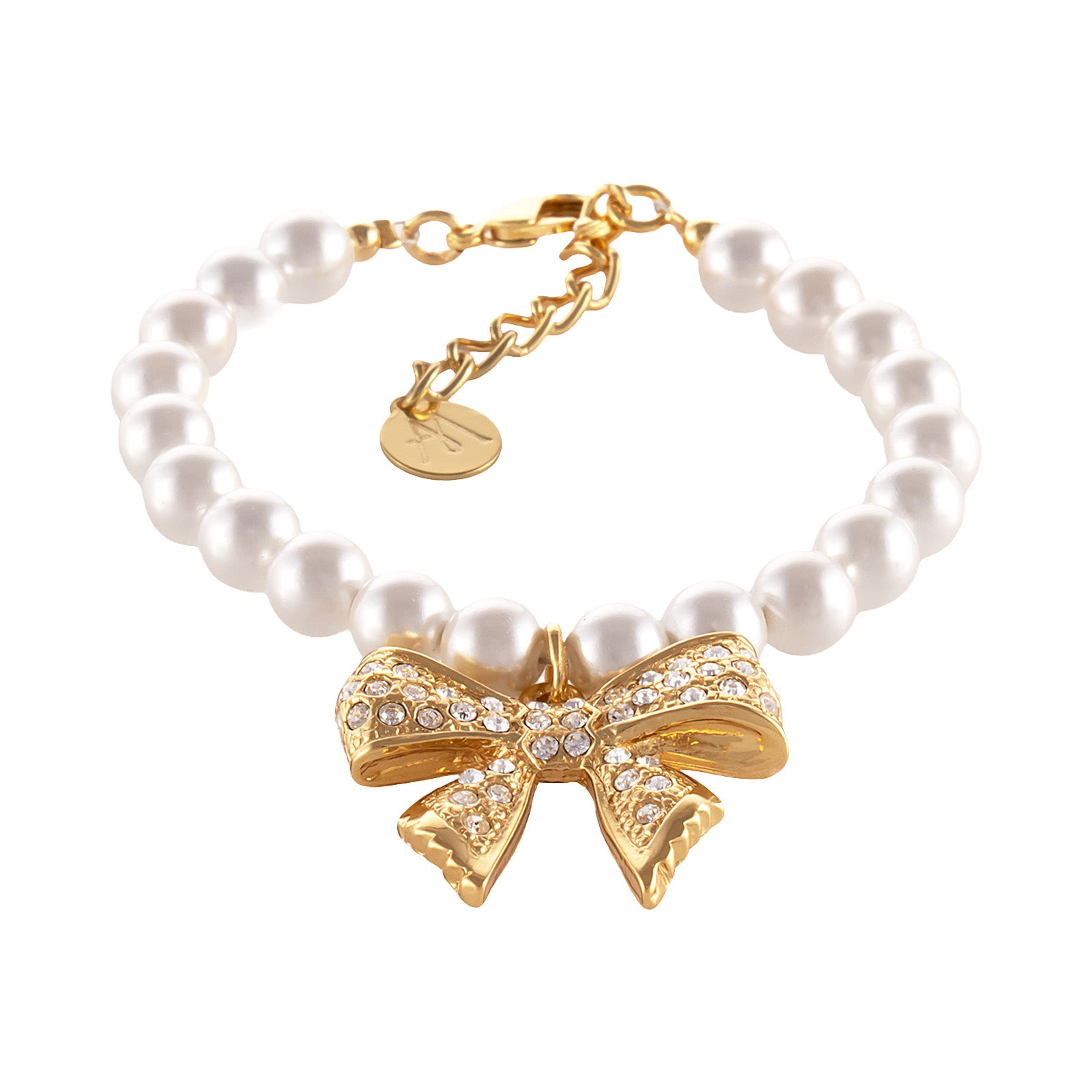 Bransoletka z pereł, z kokardką zdobioną kryształkami Aria Princess Collection (B25/NUT/09AU)