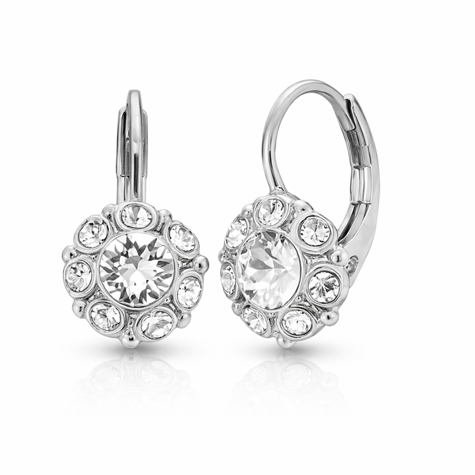 Kolczyki eleganckie kwiatki zdobione kryształakmi Preciosa (P14528AG)