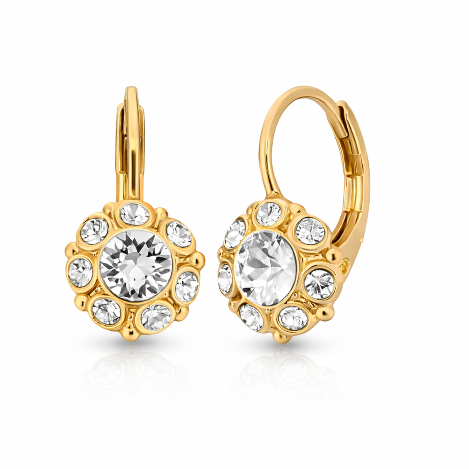 Kolczyki eleganckie kwiatki zdobione kryształkami Preciosa (P14528AU)